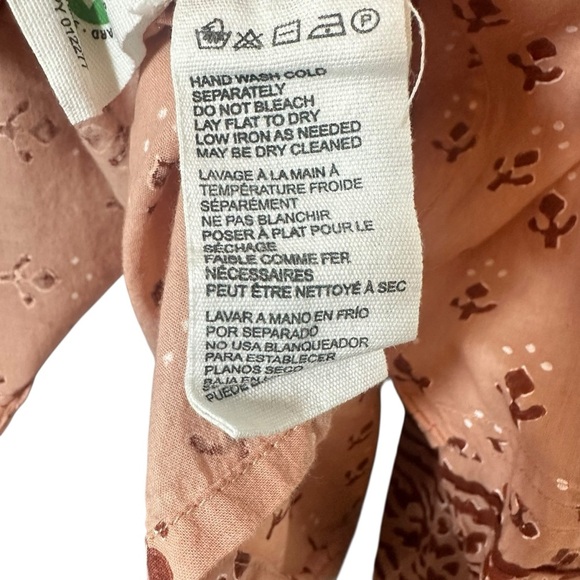 Cleobella Rue Blouse Womens Large Organic Cotton Boho Peasant Petal Pink Top - Picture 9 of 15